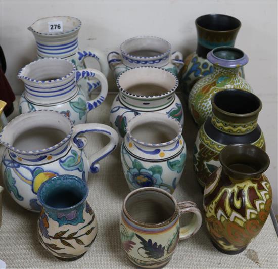 A collection of Horiton, Gouda pottery etc